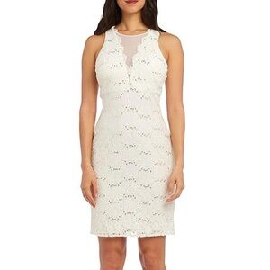 Nightway Women's Sequined Glitter Lace- Ivory